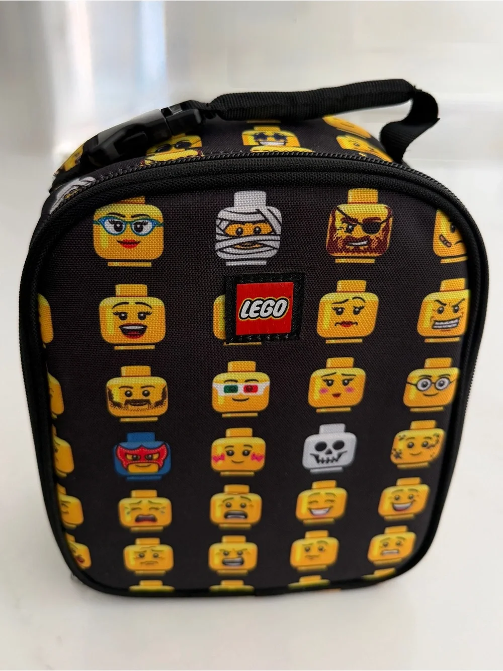 LEGO Insulated Lunch Bag Minifigure Heads Black Yellow Carry Gear Solutions⁠